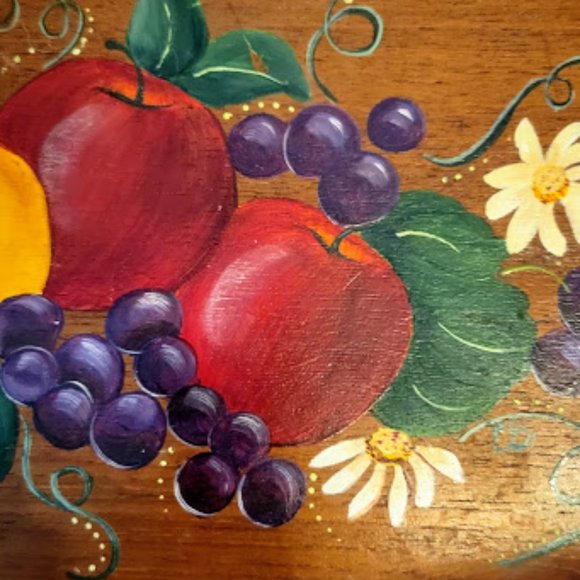 Vintage Hand-Painted Serving Tray Fruit, Millard Norman Handcrafted in England - Picture 7 of 10